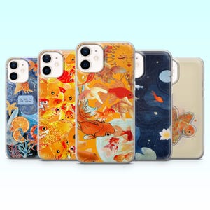 Aesthetic Goldfish Phone Case Koi Fish Collage Cover for iPhone 16 Pro, 15, 14, 13, 12, Samsung S25+, S24FE, S23, S22, A16, A25, Pixel 9Pro,