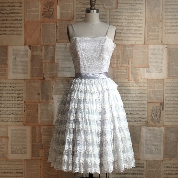 vintage 50s tiered lace party dress  s