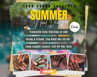 Nail Flyer Template for Canva – Editable Nail Tech Promo, Freestyle Nail Sale Sheet, Beauty Business Template