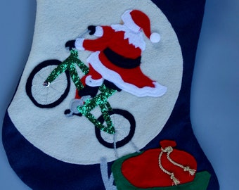 Bicycle Christmas Stocking--"Midnight Ride"