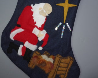 Kneeling Santa Christmas Stocking