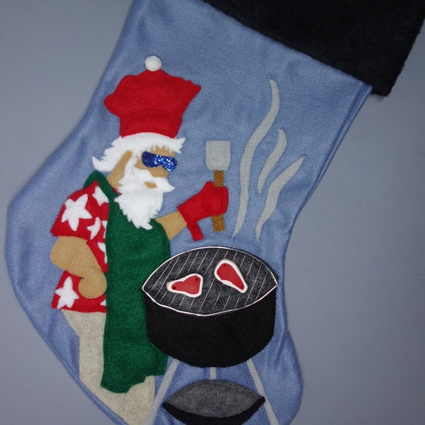 Barbecue Christmas Stocking--""BBQ Santa"