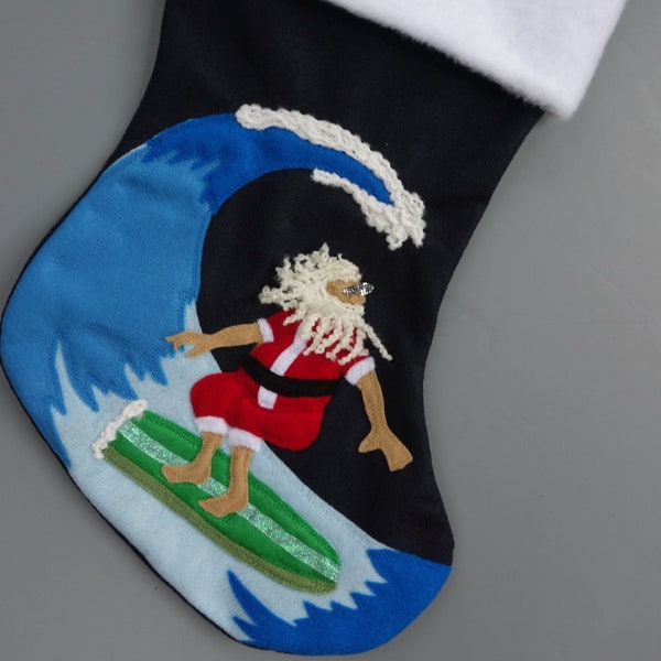 Surfing Christmas Stocking--"Surfing Santa"