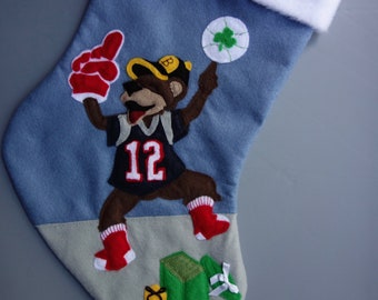 Boston Sports Fan Christmas Stocking: "Christmas Morning Bounty"