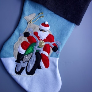 Motorcycle Christmas Stocking--"Biker Santa"