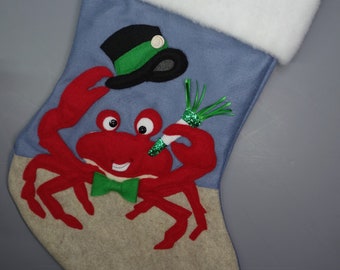 Crab Christmas Stocking--"Party Crab"