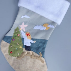 Beach Themed Christmas Stocking-"Seaside Tree Trimming"