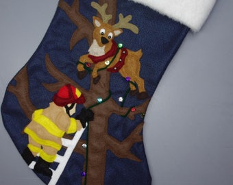 Fireman Christmas Stocking--"Christmas Hero II"