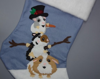 Guinea Pig Stocking--"Stacked Piggy Snowman"