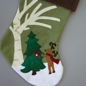 Personalized Family Stockings Stocking Set-- "Dear Deer Child Decorating a Tree"