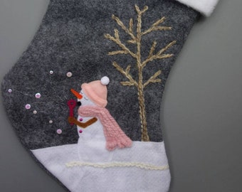 Snowman Christmas Stocking: "Where Snowflakes Really Come From"