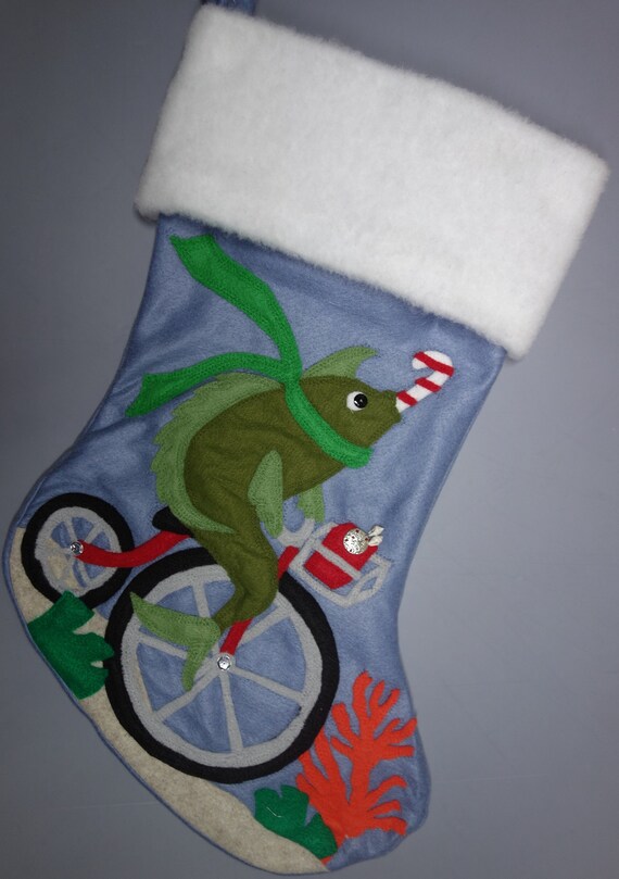 Felt Christmas Stocking Fishlike a Fish Needs a Bicycle 
