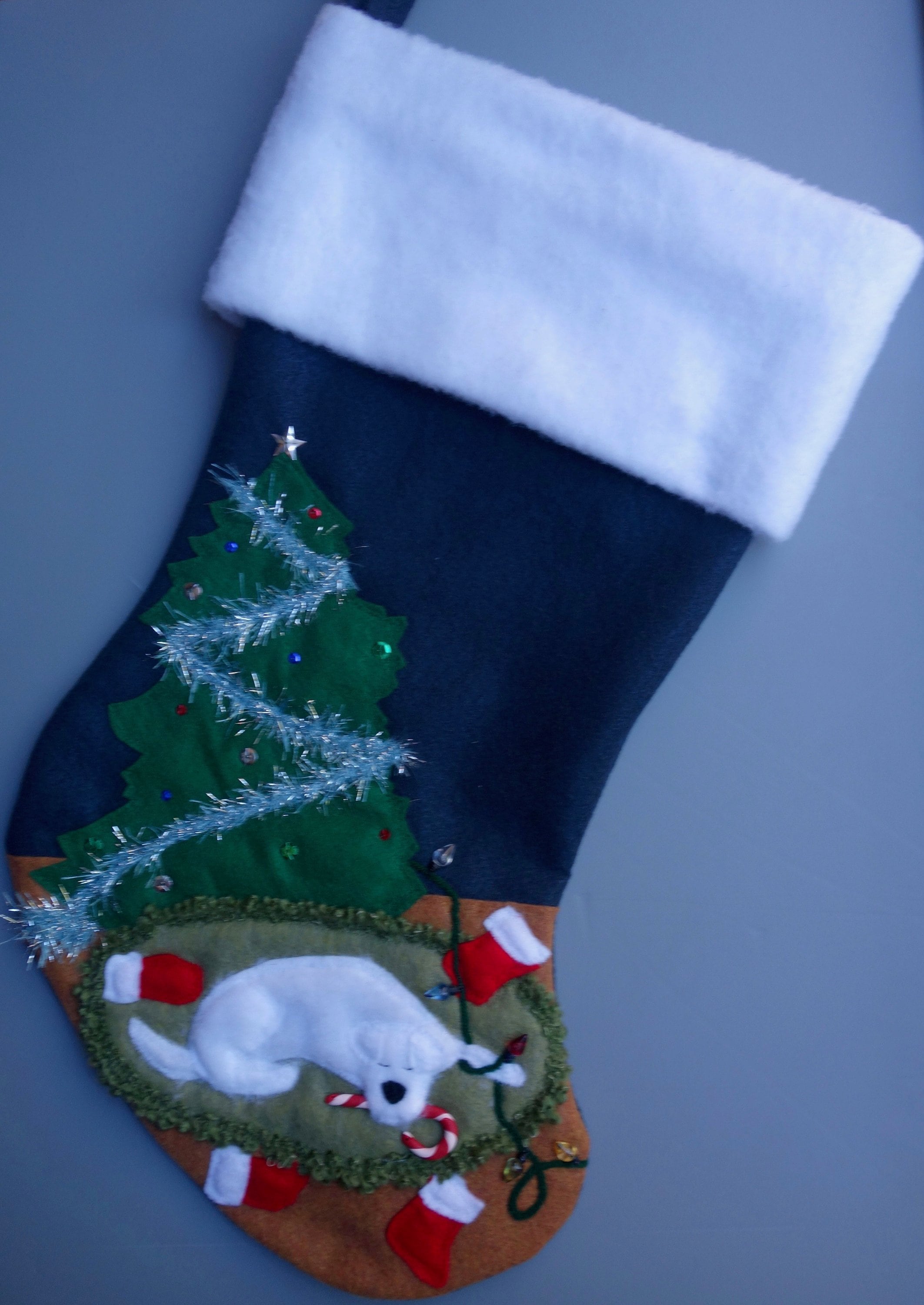 Give a dog a bone wool felt Christmas stocking – Santosha Home