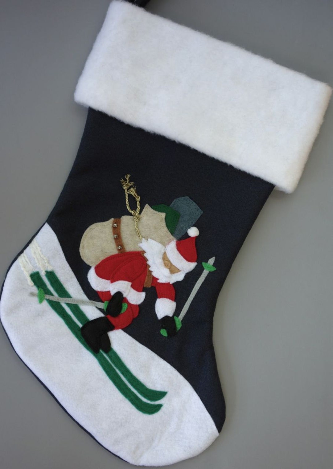 Skiing Santa Christmas Stocking Etsy