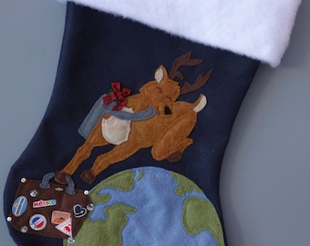 Travel Lover Personalized Christmas Stocking--"Globetrotter"