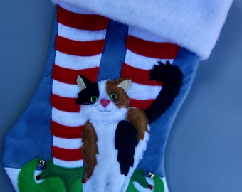 Cat Christmas Stocking: "Kitty Cat Charm"