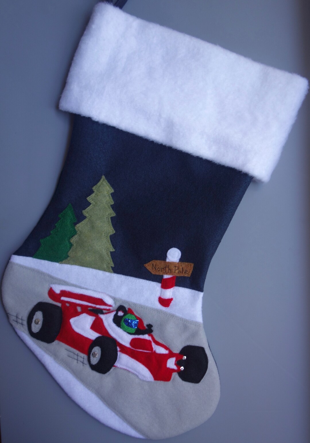 Race Car Christmas Stocking 