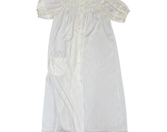 Camisón Charmode vintage de Sears de los años 60, bata de algodón con encaje, talla 34, blanco, estilo babydoll de los años 70.