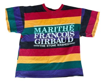 Marithe Francois Girbaud T Shirt Striped Colorblock One Size Multi 90s 80s VTG