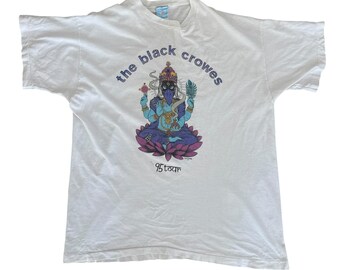 The Black Crowes 1995 Tour T Shirt Alan Forbes Ganesh XL White USA vintage