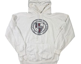 Hoodie Artex Catholic University of America true vintage jaren 70 raglan medium wit