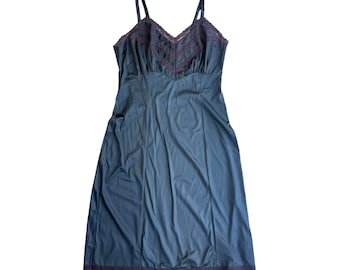 JCPenney Adonna Slip Dress Vintage 60s Embroidered Lace Trim 34 Average Black