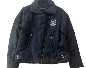 Baby Phat Kimora Lee Puffer Zip Up Jacket Moto Belted XL Black Vintage Y2K
