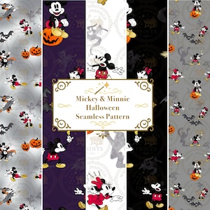 Mickey and Minnie Halloween Seamless Pattern | Seamless Pattern | Mickey Halloween Seamless Pattern | Disney Halloween Seamless Pattern |