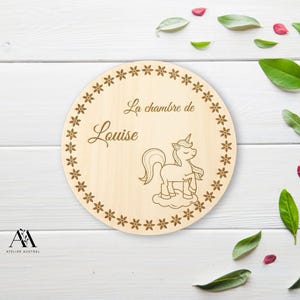 Personalized unicorn themed wooden bedroom door sign, wooden door decoration for girls&#39; bedroom, unicorn themed wooden gift