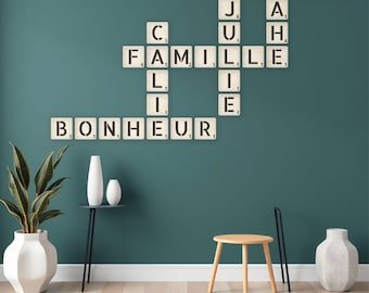 Wooden Scrabble letters, decorative wooden letters, Scrabble alphabet with dots, decorative alphabet, wooden decoration gift