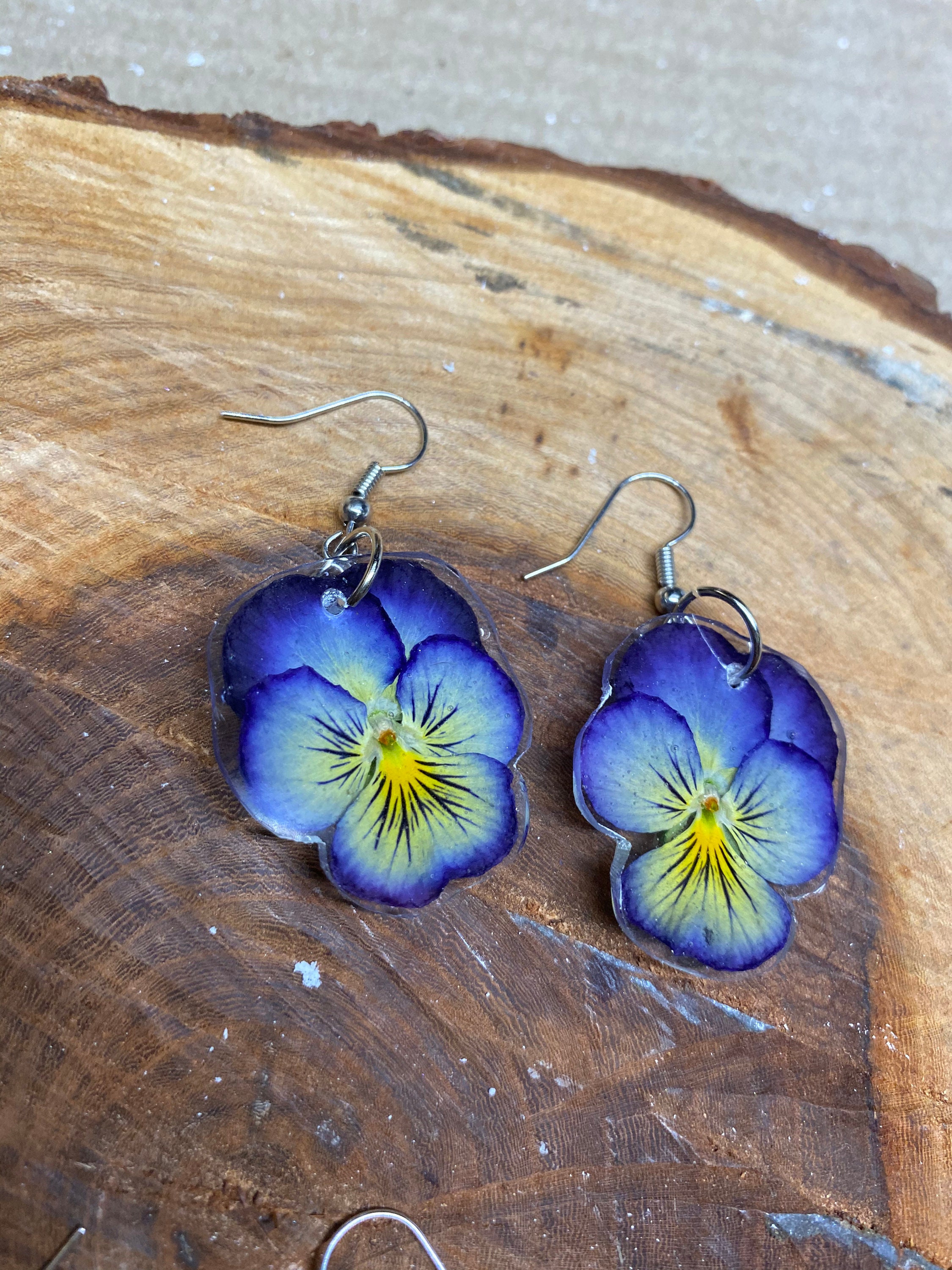 Real viola earrings