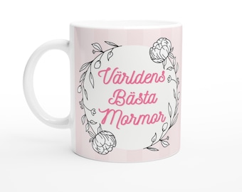 Taza Världens Bästa Mormor, taza de café de cerámica de la abuela sueca, regalo Fika de 11 oz, diseño escandinavo
