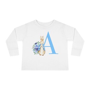 Peter Rabbit Blue Letter A Long Sleeve Kids Shirt