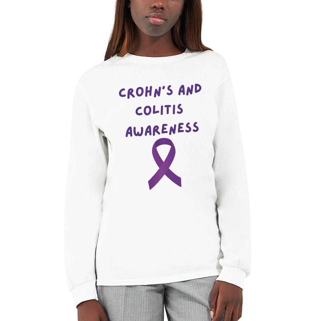 IBD Purple Ribbon Long Sleeve Shirt | Unisex Cotton Gift | Crohn's and ...