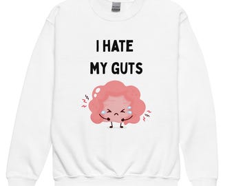 Sudadera infantil "Odio mi intestino" - Unisex, de algodón, cuello redondo - Regalo para personas con EII y SII