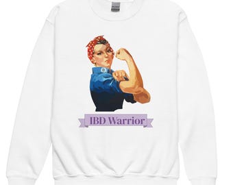 IBD warrior Kid Sweatshirt - Unisex Baumwolle Rundhalsausschnitt - Bewusstsein für Morbus Crohn und Colitis Ulcerosa