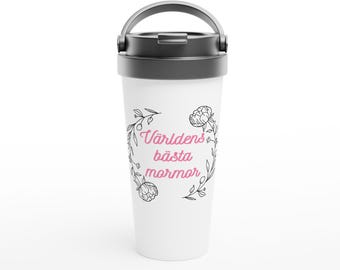 Taza de viaje Världens Bästa Mormor, vaso de acero inoxidable para abuela sueca, regalo escandinavo para abuela
