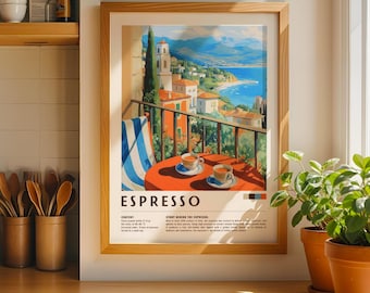 Coffee Poster Vintage Italian Espresso Print | Kitchen Art | Digital Download