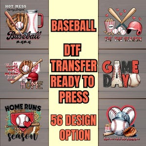 Retro Baseball DTF Transfer – Vintage Sport Heat Press Design with Distressed Typewriter Font for Game Day Shirts & Apparel