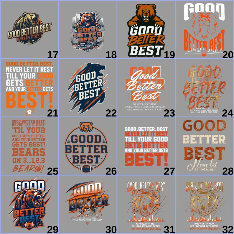 Good Better Best Bears DTF, Chicago Dtf Transfer, Bears Football Quote ...