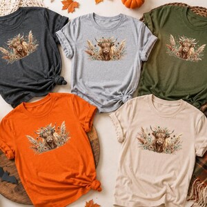 Boho Highland Cow DTF Transfer, Floral Highland Cow Heat Transfer, Ready To Press DTF, Western Farm Animal Print, Rustic Flower Design image 5