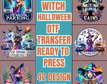 Halloween Witch DTF Transfer: Colorful Iron-On for Shirts & Totes