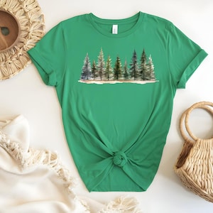 Watercolor Pine Tree Forest DTF Transfer, Nature Landscape Heat Transfer, Evergreen Tree Ready to Press, Woodland Scene DIY Apparel image 7