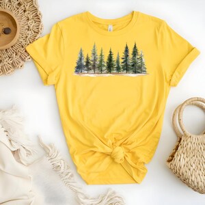 Watercolor Pine Tree Forest DTF Transfer, Nature Landscape Heat Transfer, Evergreen Tree Ready to Press, Woodland Scene DIY Apparel image 8