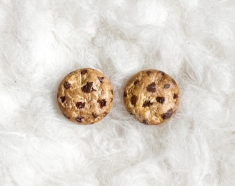 Chocolate Chip Cookie Studs, Handmade, Cookie Earrings, Kawaii, Food Jewelry