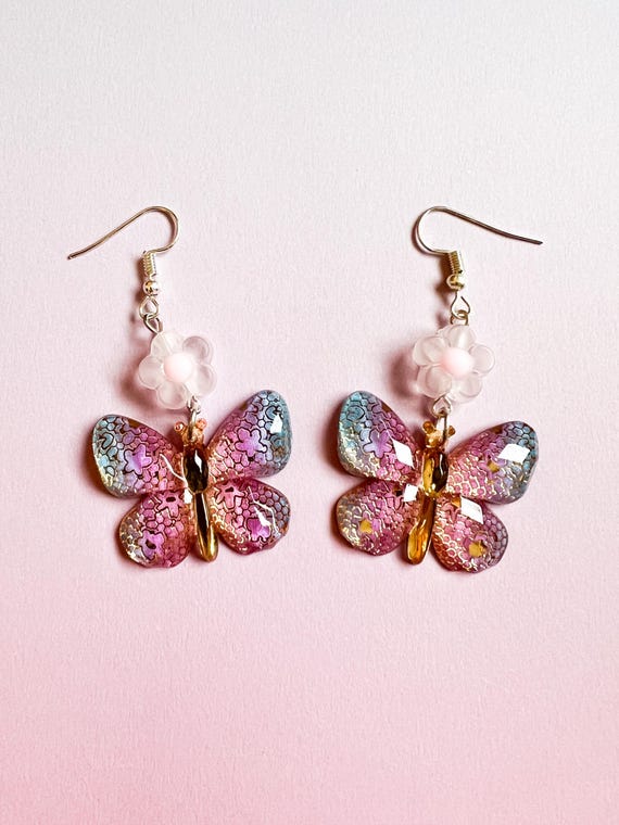Butterfly Earrings, Kawaii, Cute, Summer, Butterfly, Resin, Earrings