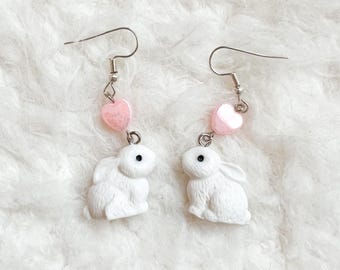 Boucles d'oreilles kawaii, Boucles d'oreilles lapin, Boucles d'oreilles lapin, Lapin, Lapin, Kawaii, Boucles d'oreilles