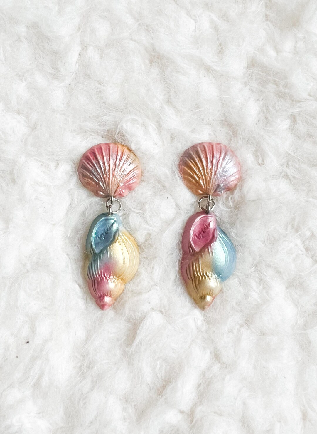 Conch Shell Earrings, Conch, Seashell, Ocean, Marine, Nautical, Polymer ...
