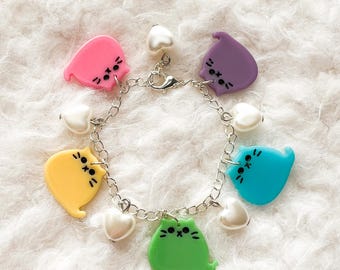 Cat Bracelet, Rainbow, Kitty, Cat, Cute, Kawaii, Resin, Cat Lovers, Gift, Bracelet