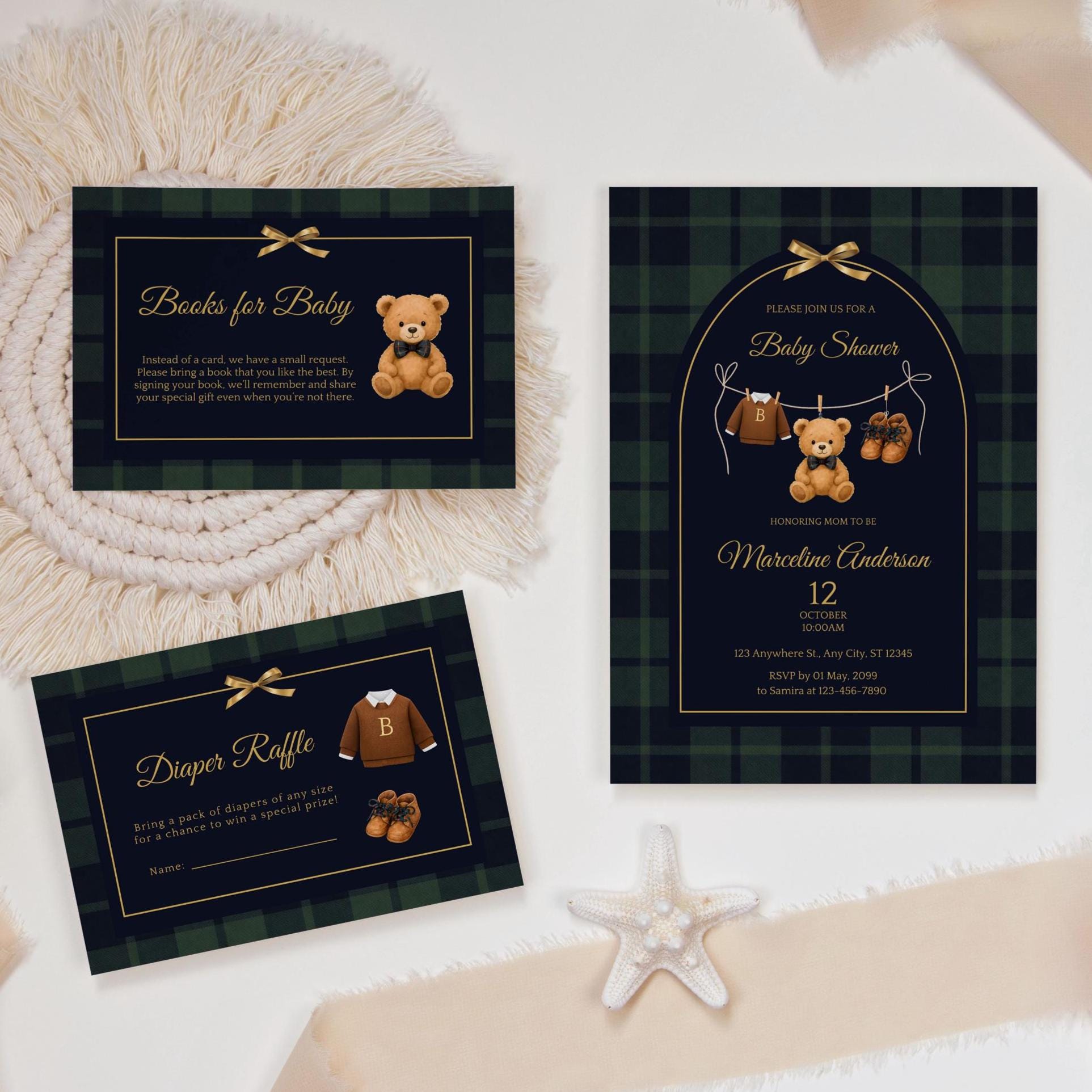 Editable Luxury Polo Teddy Bear Baby Shower| Ralph Lauren Baby Shower ...